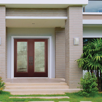 Masonite Belleville Mahogany Textured Full Lite Exterior Fiberglass Doors