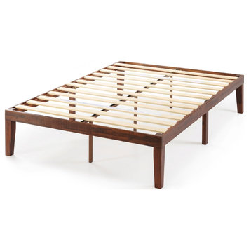 Classic Queen Platform Bed, Noise Free Construction With Wooden Slats, Espresso