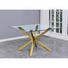 Square 47" x 47" Clear Glass Table with Gold Stainless Steel Base