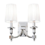 Nickel Effect Plate & White Faux Silk 2lt Wall 40W