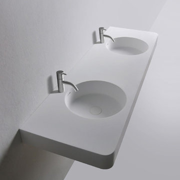 Solid Surface Bathroom Vanities and Wall Mounted Washbasins