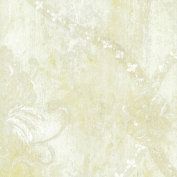 Classic Silks 2, Damask Stripes Silk Emboss White Wallpaper Roll
