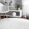 Soft and Plush Cloudy Solid Shag Rug, Snow White, 5'3"