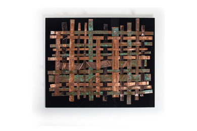 An Upycled Copper Weave Abstract Wall Art Panel