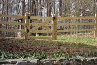 3 Rail "Post & Rail" style Wood Fence with 2x2 Wire Mesh