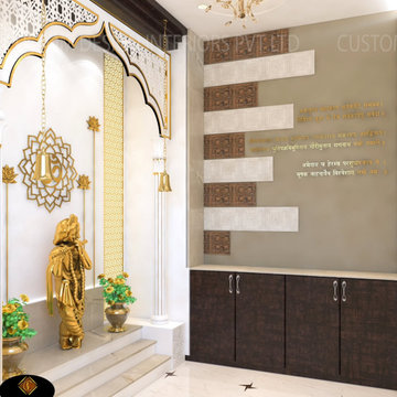 Modern Pooja Unit & Integrated Storage Solutions