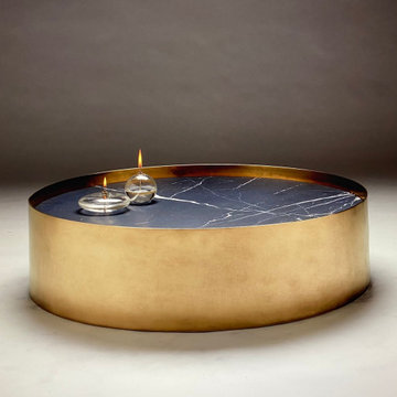 Brass and Inserted marble Coffee table