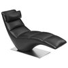 Zola Black Leather Contemporary Lounge Chaise