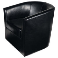GDF Studio Corley Black Leather Swivel Club Chair