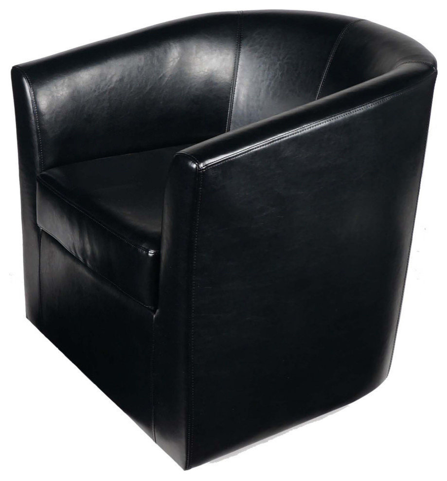 GDF Studio Corley Black Leather Swivel Club Chair