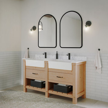 Bosque Bath Vanity, Driftwood, 60", Double Sink, Farmhouse, Freestanding