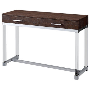 Furniture of America Romano Contemporary Metal 2-Drawer Console Table in Brown