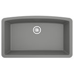 Karran USA - Karran Undermount Quartz Composite 32" Single Bowl Kitchen Sink, Grey - Its sweeping curved rear bowl wall gives this enormous single bowl design a stylish flair. Its quartz composite material gives it outstanding durability and will provide years of trouble-free use. This undermount design is available in a selection of 6 rich color choices to compliment any decor. Karran Sinks are a great addition to any home improvement project.