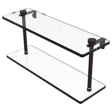 16" Two Tiered Glass Shelf, Oil Rubbed Bronze