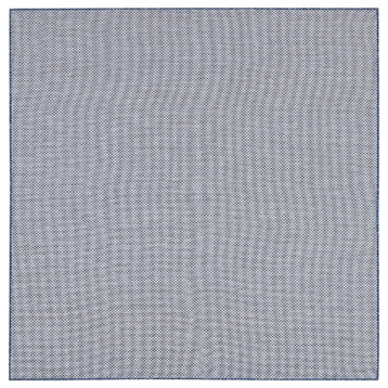 Nourison Courtyard 8' x Square Ivory Blue Fabric Modern Area Rug (8' Square)