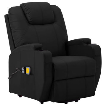 vidaXL Power Lift Recliner Electric Lift Chair for Elderly Black Faux Leather