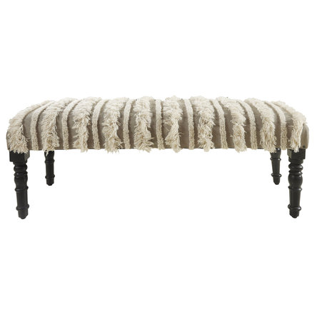 Cream Tufted Indoor Bench, 47" Length