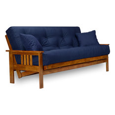 Stanford Futon Set, Frame, 8" Mattress, Navy Blue, Full
