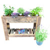 Reclaimed Wood Homespun Rustic Handmade Plant Stand Flower Bed, Natural