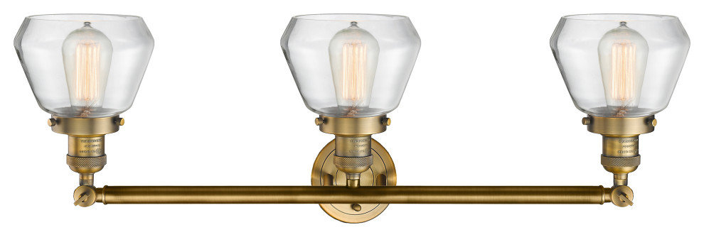 Innovations Fulton 3-Light Bathroom Fixture, Brushed Brass - Industrial ...