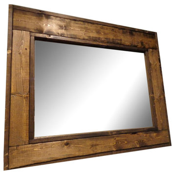 Herringbone Stained Vanity Mirror, Colonial Maple, 36"x30", Horizontal