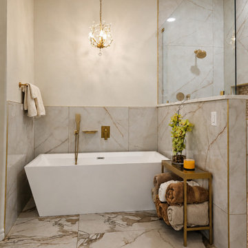 Luxury Transitional Bathroom with Freestanding Tub