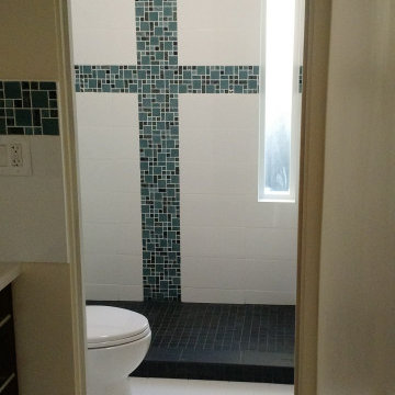 Master Bathroom Remodel with Custom Glass Mosaic Tile — San Mateo, CA (2016)