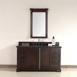 60 inch Bathroom Vanity Sable Finish Tropical Brown Marble Top - Bathroom Vanities And Sink Consoles