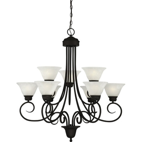 Troy 9-Light Interior Chandelier, Antique Bronze