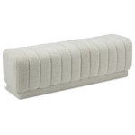 Meridian Furniture - Heathrow Boucle Fabric Upholstered Ottoman/Bench, Cream - Place this lovely Heathrow ottoman at the foot of your bed or elsewhere to provide impromptu seating when you need it most. This elegant ottoman features rich cream boucle fabric covering every inch of its exterior, so its soft and welcoming to the touch. Deep channel tufting gives the ottoman texture while adding to its overall durability and longevity. The neutral color makes this ottoman/bench a fitting addition to nearly any space.