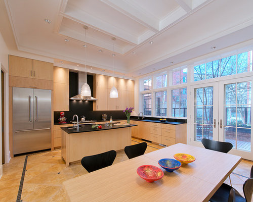 Küchen mit Küchenrückwand in Schwarz und Linoleum Ideen, Design