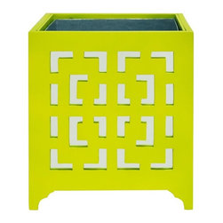 Worlds Away - Worlds Away Libby Greek Key Planter With Mirror - Indoor Pots And Planters