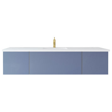 Laviva 313VTR-72CNB-MW 72" Nautical Blue Single Vanitywith Matte White Stone To