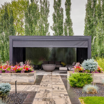 Freestanding Pergola with Phantom Screens & Pergola Over Deck Seating Area