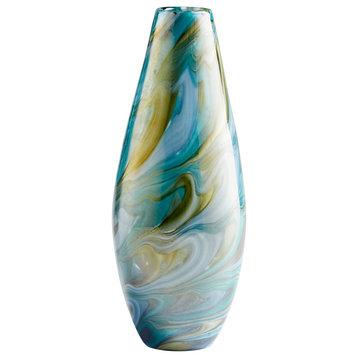 Chalcedony Vase, Multi Colored Blue