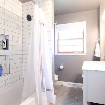 Oversized White Subway Tile in Shower