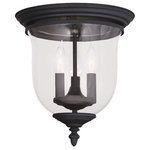 Livex Lighting - Legacy Ceiling Mount, Black - The Legacy collection offers a chic update to traditional style lighting. This flushmount light design comes in a beautiful black finish with a traditional glass bell jar adding style.