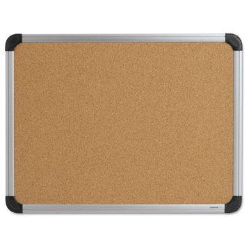 Universal One Cork Board With Aluminum Frame, 24"X18", Natural, Silver Frame