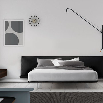 Camera da letto con letto in pelle