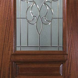 Pre-hung Single Door 96 Wood Mahogany New Orleans Arch Top - Front Doors