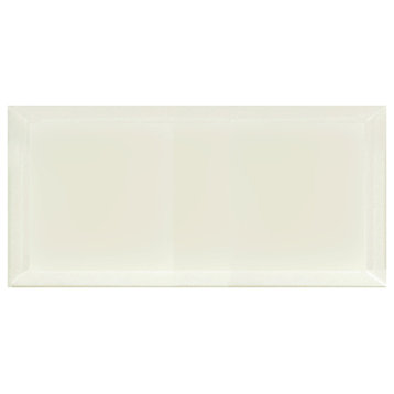 Frosted Elegance 8 in x 16 in Beveled Glass Subway Tile in Matte Creme