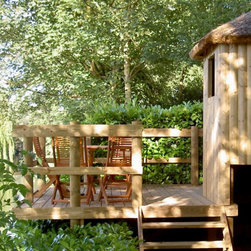 "...treehouse deck looking out over river" - Garden Playhouses