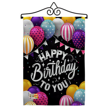 Happy Birthday to You Garden Flag Set Wall Hanger Double-Sided 13x18.5
