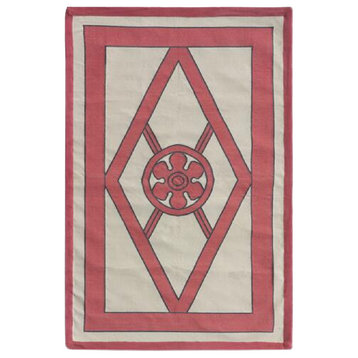 Geometric Handwoven Cotton Rug | Andrew Martin Grove, Pink, Medium