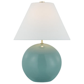 Brielle Large Table Lamp in Seafoam Blue with Linen Shade