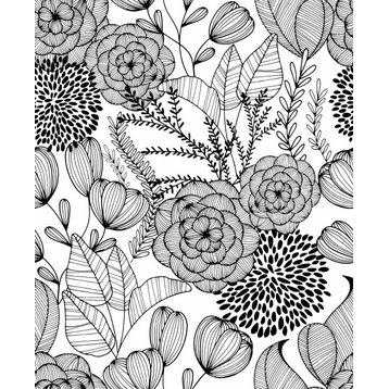 2903-25853 Alannah Black Botanical Wallpaper Non Woven Botanical Bohemian Style