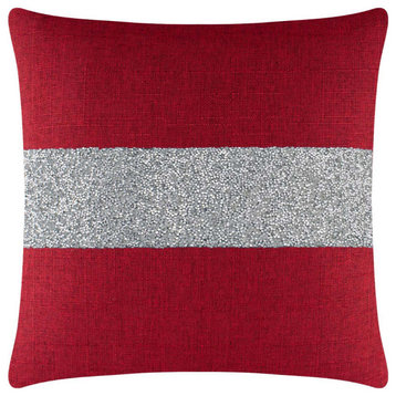 Sparkles Home Luminous Rhinestone Stripe Pillow, 20", Red, Silver