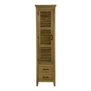 Sitka Rustic Mango Wood Narrow Tall White Linen Cabinet With