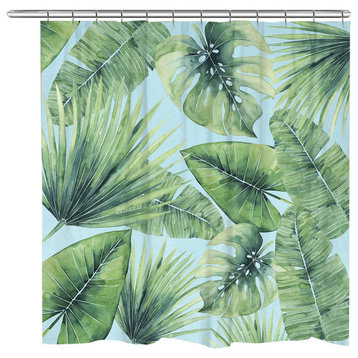 Tropical Palm Tree Leaves Shower Curtain