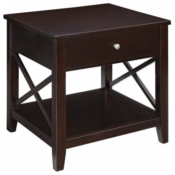 Wooden End Table, Brown - Transitional - Side Tables And End Tables ...